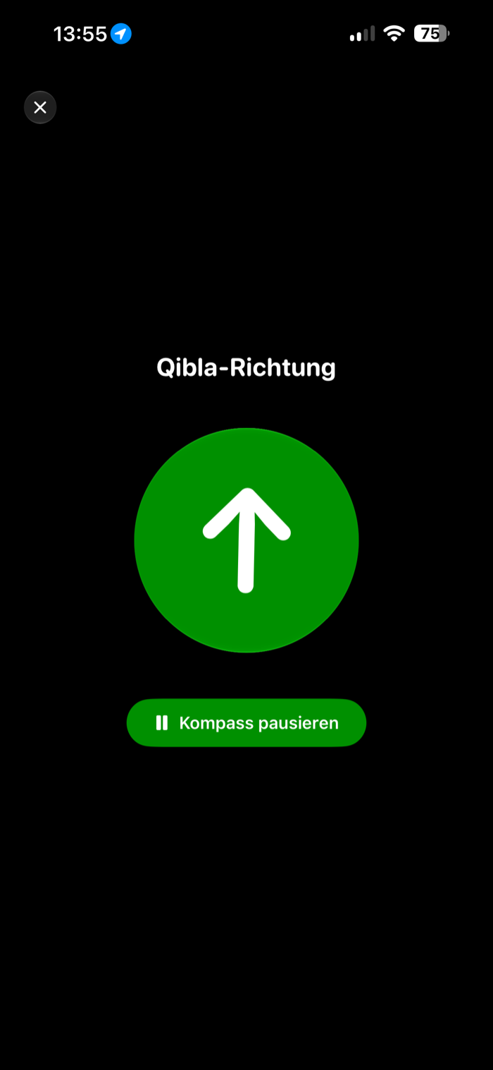 The Qibla compass pointing towards Mecca